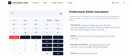 Calculator Lists