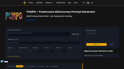 PUMPG - Midjourney prompt generator